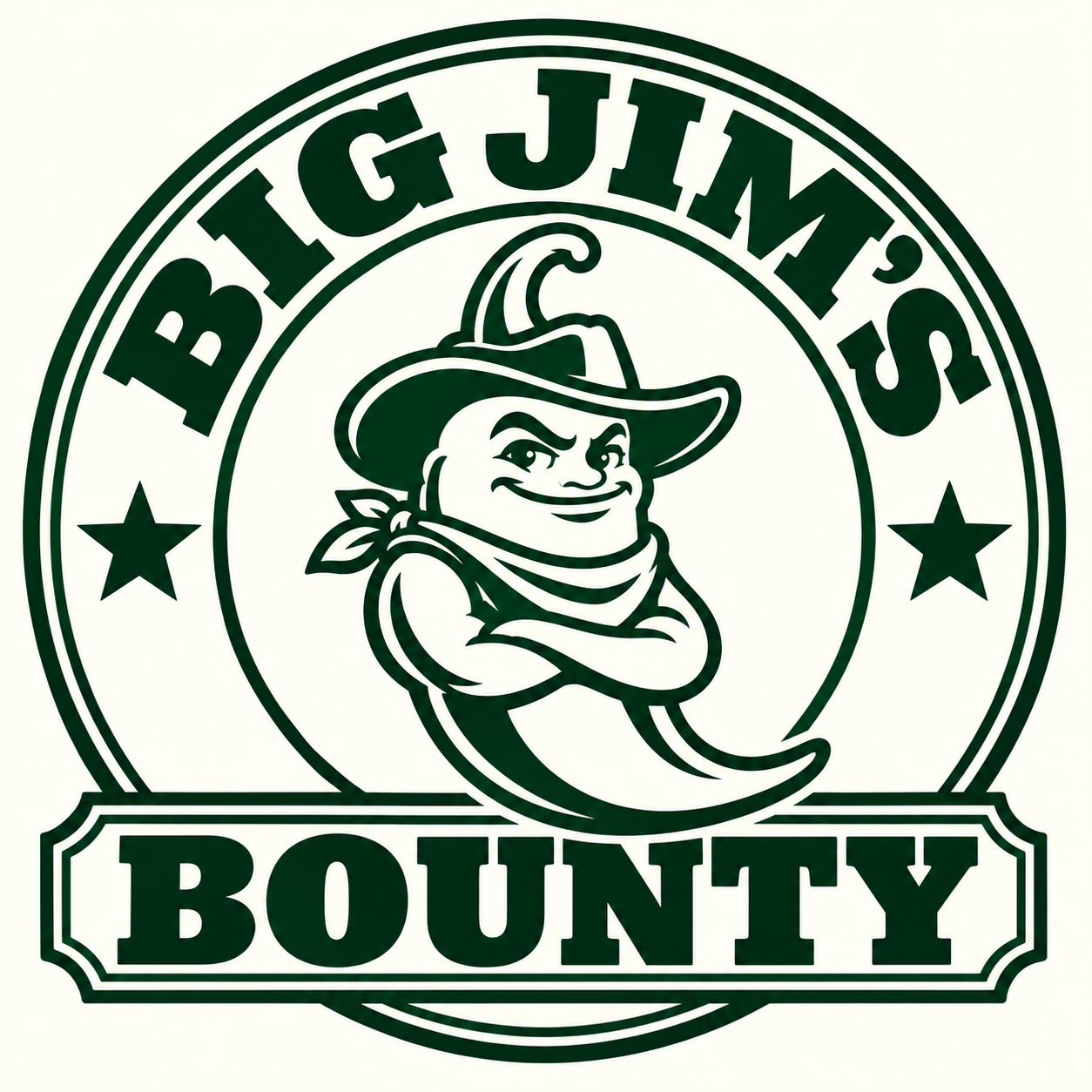 Big Jim’s Bounty single-color chile outlaw badge